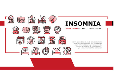 Insomnia Person Chronic Problem Landing Header Vector