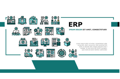 Erp Enterprise Resource Planning Landing Header Vector