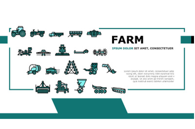 Farm Equipment And Transport Landing Header Vector