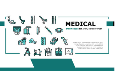 Medical Instrument And Equipment Landing Header Vector