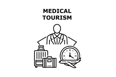 Medical Tourism Vector Concept Black Illustration