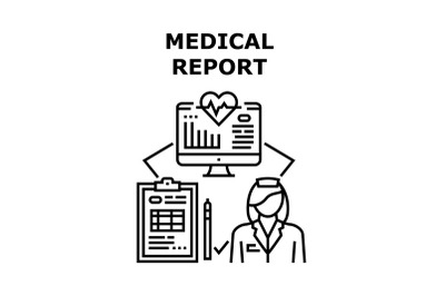 Medical Report Vector Concept Black Illustration