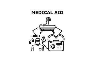 Medical Aid Vector Concept Black Illustration