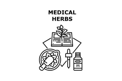 Medical Herbs Vector Concept Black Illustration