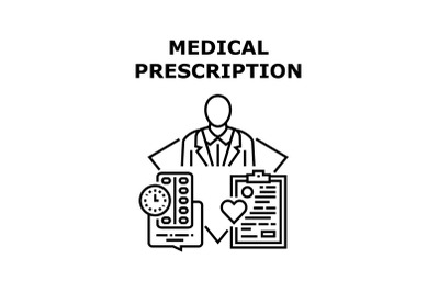 Medical Prescription Concept Black Illustration