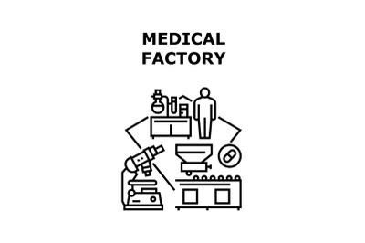 Medical Factory Vector Concept Black Illustration