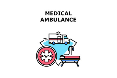 Medical Ambulance Car Concept Color Illustration