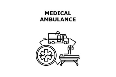 Medical Ambulance Car Concept Black Illustration