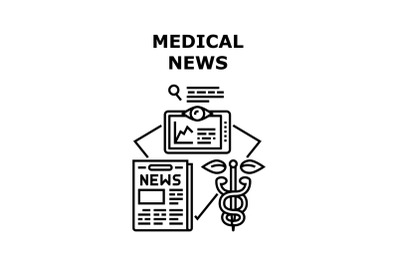 Medical News Vector Concept Black Illustration