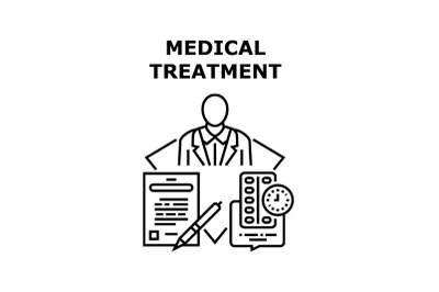 Medical Treatment Sick Concept Black Illustration