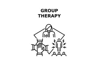 Group Therapy Vector Concept Black Illustration