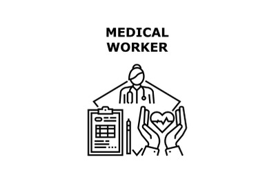 Medical Worker Vector Concept Black Illustration