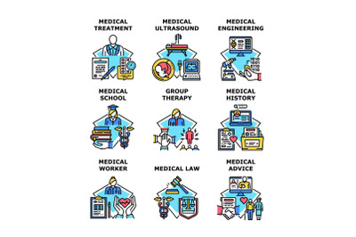 Medical Treatment Set Icons Vector Illustrations