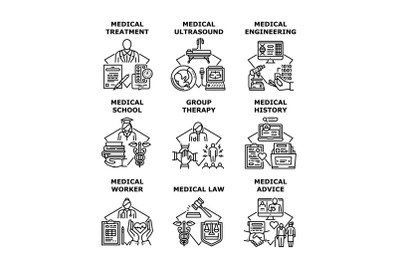 Medical Treatment Set Icons Vector Illustrations