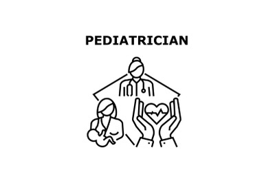 Pediatrician Vector Concept Black Illustration