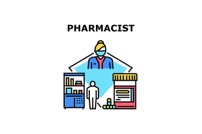 Pharmacist Work Vector Concept Color Illustration