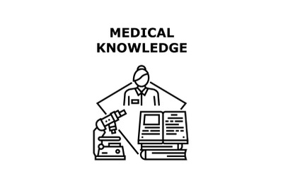 Medical Knowledge Book Concept Black Illustration