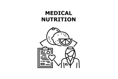 Medical Nutrition Diet Concept Black Illustration