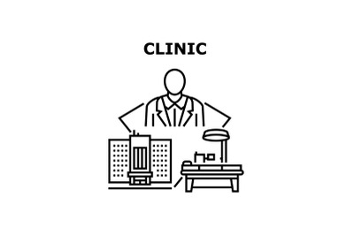 Clinic Service Vector Concept Black Illustration