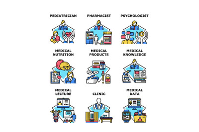 Medical Knowledge Set Icons Vector Illustrations