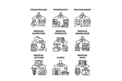 Medical Knowledge Set Icons Vector Illustrations