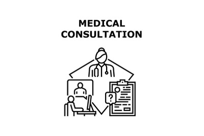 Medical Consultation Concept Black Illustration