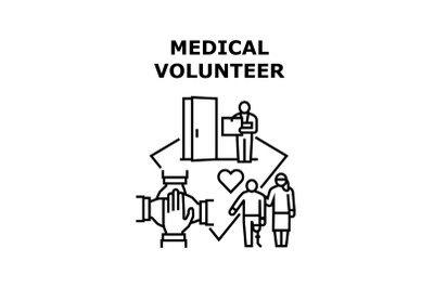 Medical Volunteer Work Concept Black Illustration