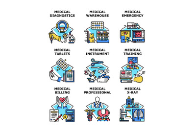 Medical healthcare set icons vector illustrations