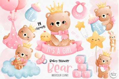 Baby girl bear clipart, baby girl clipart