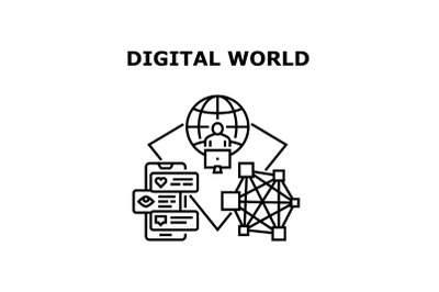 Digital world icon vector illustration