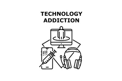 Technology addiction icon vector illustration