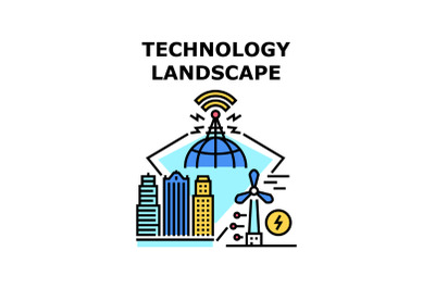 Technology landscape icon vector illustration