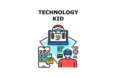 Technology kid icon vector illustration