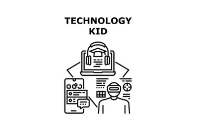 Technology kid icon vector illustration