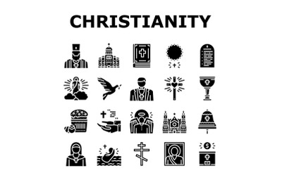 Christianity Religion Church Icons Set Vector