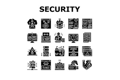 Cyber Security System Technology Icons Set Vector