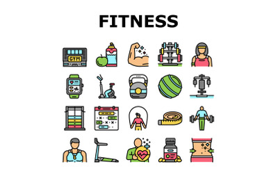 Fitness Health Athlete Training Icons Set Vector