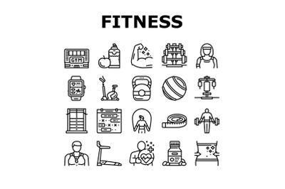 Fitness Health Athlete Training Icons Set Vector