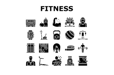 Fitness Health Athlete Training Icons Set Vector