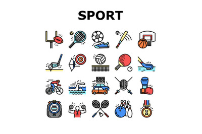 Sport Active Competitive Game Icons Set Vector