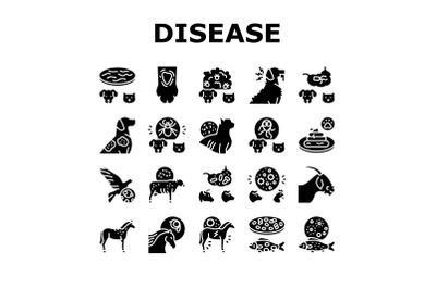 Pet Disease Ill Health Problem Icons Set Vector