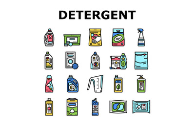 Detergent Organic Laundry Soap Icons Set Vector