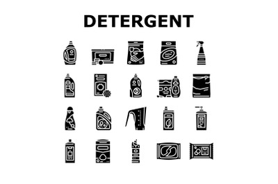 Detergent Organic Laundry Soap Icons Set Vector
