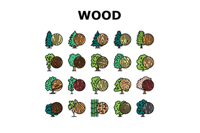 Wood Land Growth Natural Tree Icons Set Vector