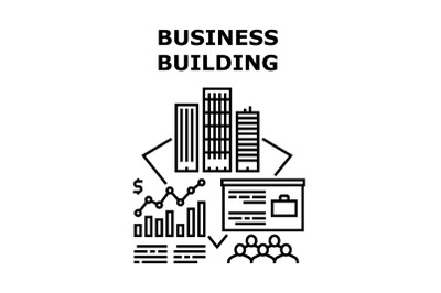 Business Building Tower Concept Black Illustration