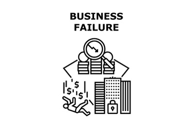Business Failure Vector Concept Black Illustration