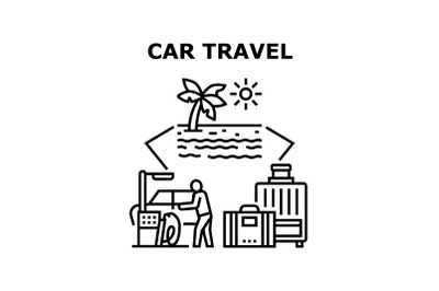 Car Travel Vacation Concept Color Illustration