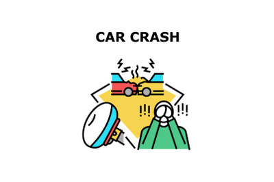 Car Crash Accident Concept Color Illustration