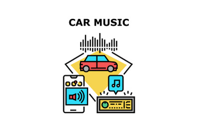 Car Music Electronics Concept Color Illustration