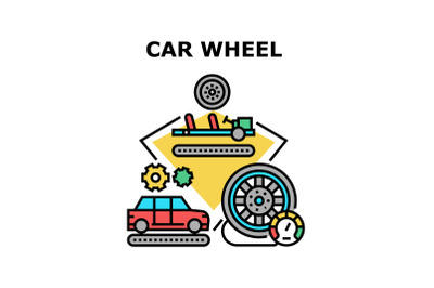 Car Wheel Maintenance Concept Color Illustration